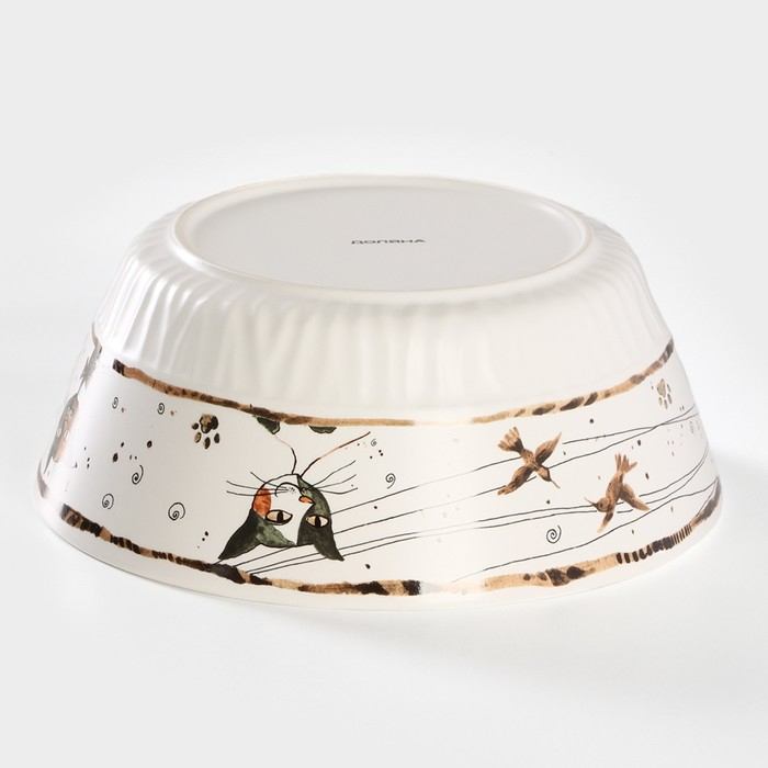 Салатник фарфоровый «Коты-аристократы», 2,15 л, d=23 см, цвет белый