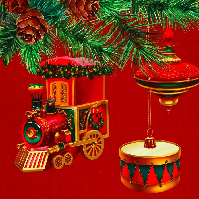 Новый год. Сумка-коробка подарочная новогодняя  Новый год. Сумка-коробка подарочная новогодняя "Паровозик", 23 х 16 х 11 см.