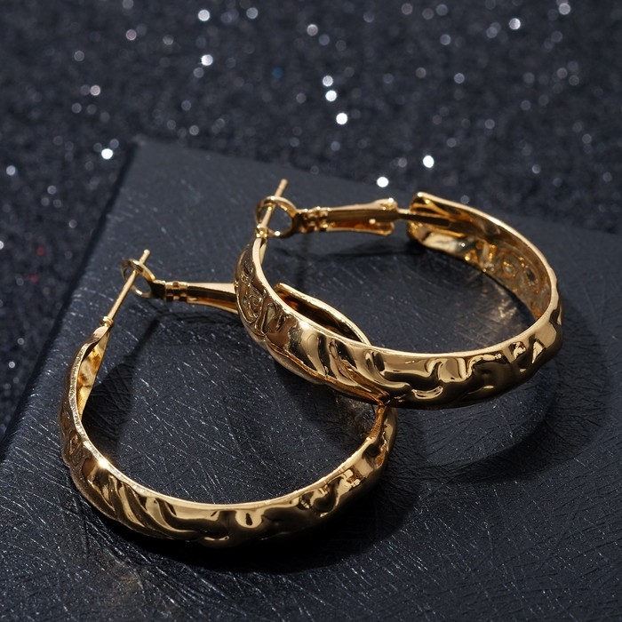 Серьги-кольца «Геометрия» неровные линии, цвет золото, d=3,5 Серьги-кольца «Геометрия» неровные линии, цвет золото, d=3,5