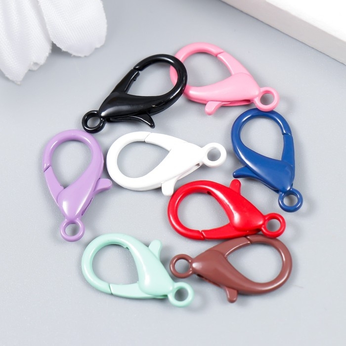 Основа для брелока карабин металл Основа для брелока карабин металл "Клик" МИКС набор 8шт 1х2,1 см