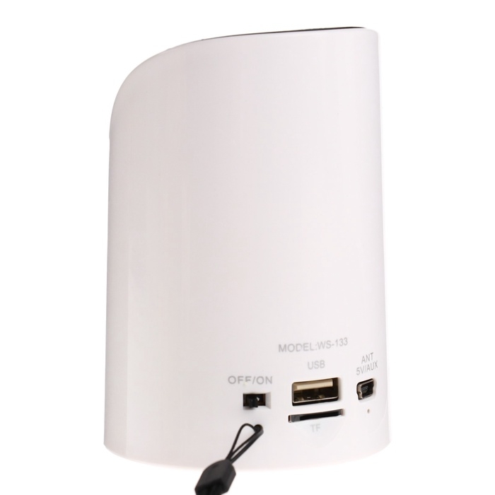 Портативная колонка  WS-133, 3 Вт, microSD, FM, USB, белая Портативная колонка  WS-133, 3 Вт, microSD, FM, USB, белая