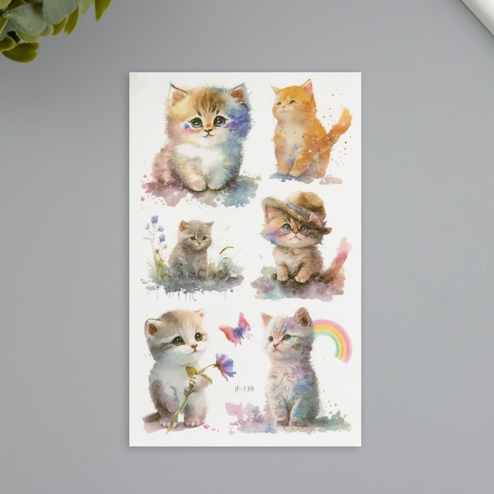 Татуировка на тело фосфорные с блёстками Татуировка на тело фосфорные с блёстками "Котёнок" 7,5х12 см