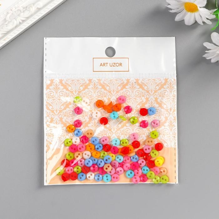 Пуговицы пластик для творчества 2 прокола Пуговицы пластик для творчества 2 прокола "Цветные пуговички" набор 100 шт 0,6х0,6 см