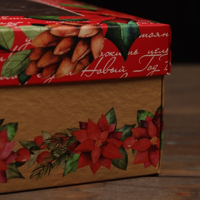 Новый год. Коробка подарочная новогодняя складная, крышка-дно , с окном Новый год. Коробка подарочная новогодняя складная, крышка-дно , с окном "Новогодние чудеса" 30 х 20 х 9 см