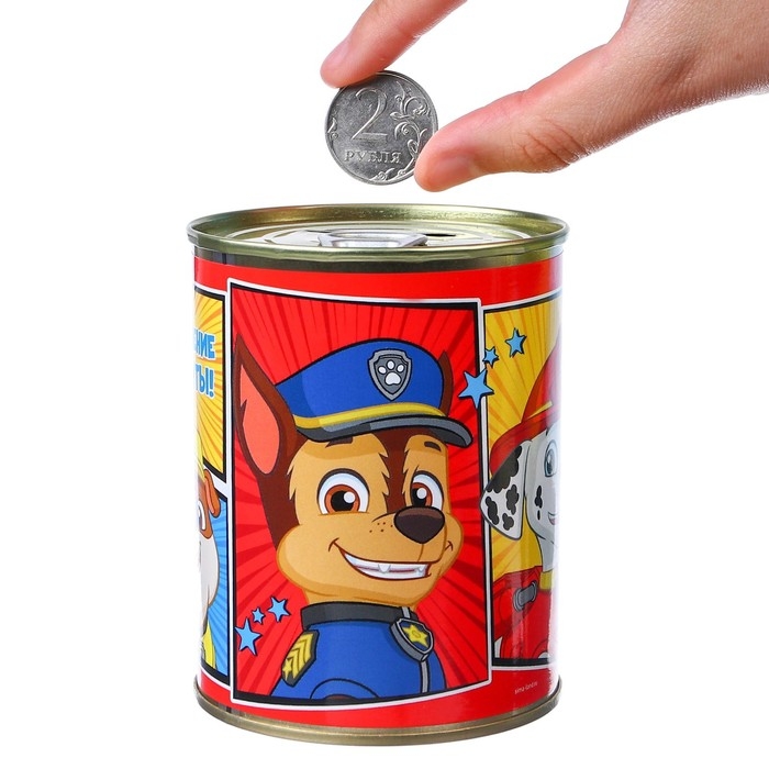 Копилка металлическая, 9,5 см х 7,5 см х 7,5 см Копилка металлическая, 9,5 см х 7,5 см х 7,5 см "На исполнение моей мечты!", Щенячий патруль