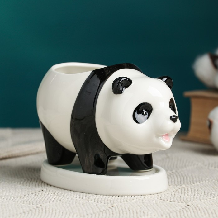 Горшок Горшок "Панда" 15х8х9см, белый