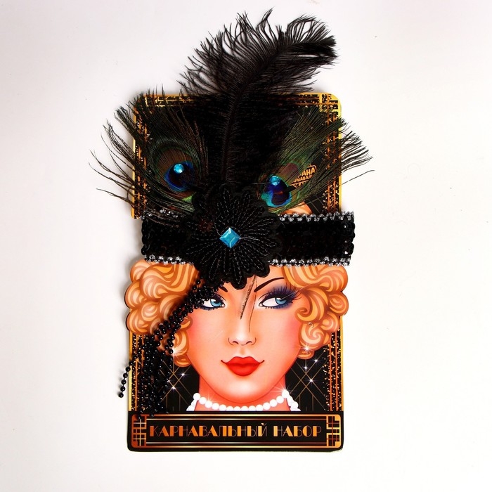 Новогодняя повязка на голову с пером , цвет чёрный, на новый год Новогодняя повязка на голову с пером , цвет чёрный, на новый год