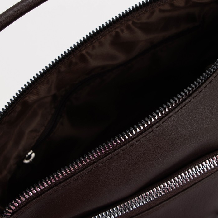 Сумка кросс-боди, отдел на молнии, наружный карман, цвет тёмно-коричневый Сумка кросс-боди, отдел на молнии, наружный карман, цвет тёмно-коричневый