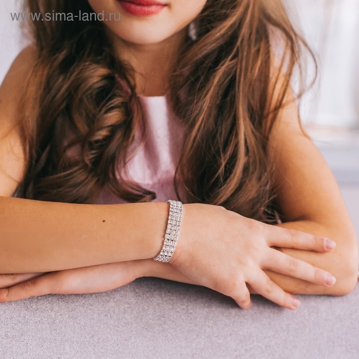 Браслет детский «Выбражулька» лёд, 3 ряда, цвет белый в серебре, d=5 см Браслет детский «Выбражулька» лёд, 3 ряда, цвет белый в серебре, d=5 см