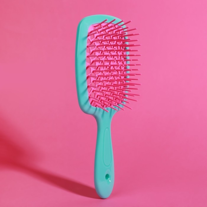 Расчёска массажная, широкая, вентилируемая, 8,5 × 20,5 см, PVC коробка, цвет бирюзовый/розовый Расчёска массажная, широкая, вентилируемая, 8,5 × 20,5 см, PVC коробка, цвет бирюзовый/розовый