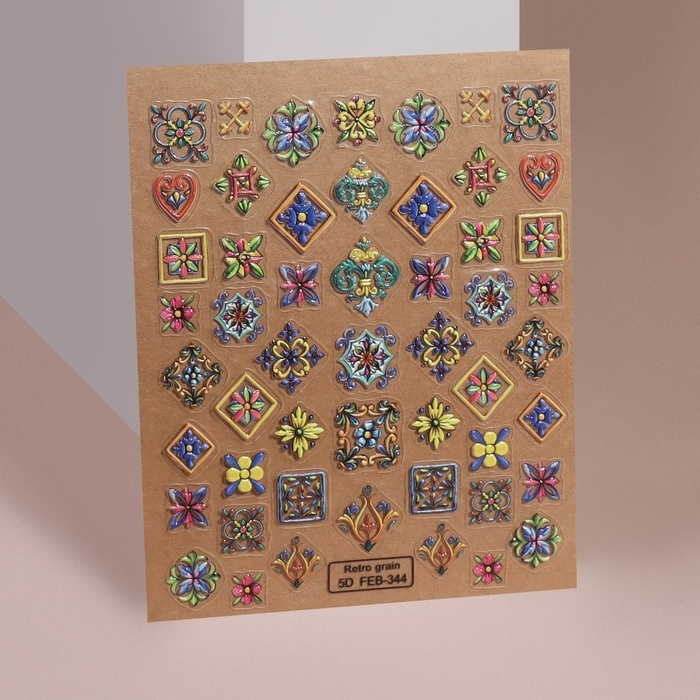 Наклейки для ногтей «Ажур», объёмные, разноцветные Наклейки для ногтей «Ажур», объёмные, разноцветные