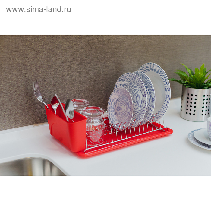 Сушилка для посуды с поддоном Доляна, 38,5×21,5×12,5 см, цвет МИКС