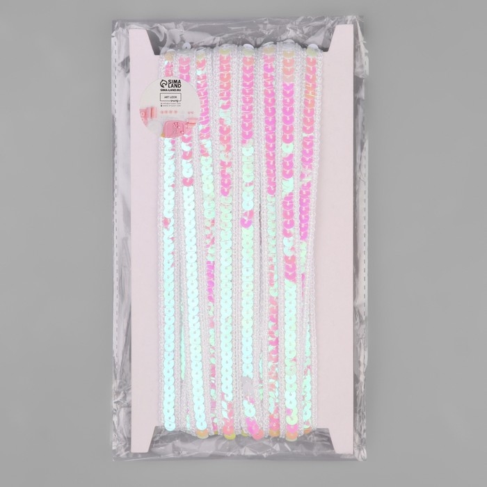 Тесьма декоративная с пайетками, 12 мм, 9 ± 0,5 м, цвет перламутровый Тесьма декоративная с пайетками, 12 мм, 9 ± 0,5 м, цвет перламутровый