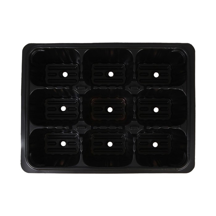 Кассета для рассады, на 9 ячеек, по 80 мл, пластиковая, чёрная, 18 × 13 × 6 см, Greengo