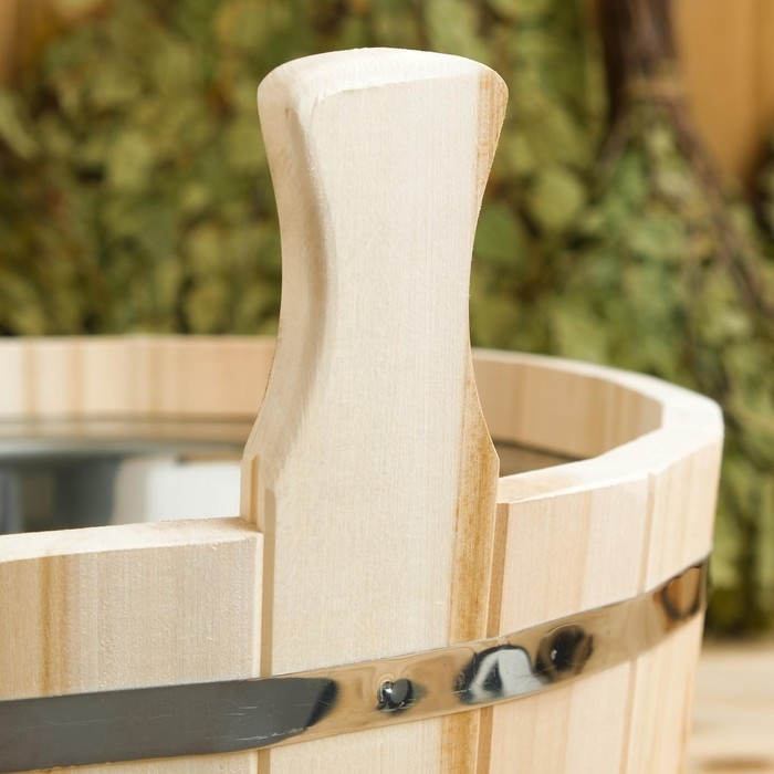 Шайка из липы, 15 л, двуручная, нержавеющая вставка Шайка из липы, 15 л, двуручная, нержавеющая вставка