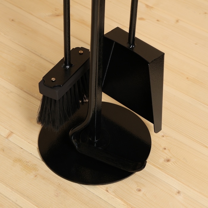 Набор каминный (совок, кочерга, щетка) деревянные ручки цвет черный 730*200*200 Набор каминный (совок, кочерга, щетка) деревянные ручки цвет черный 730*200*200