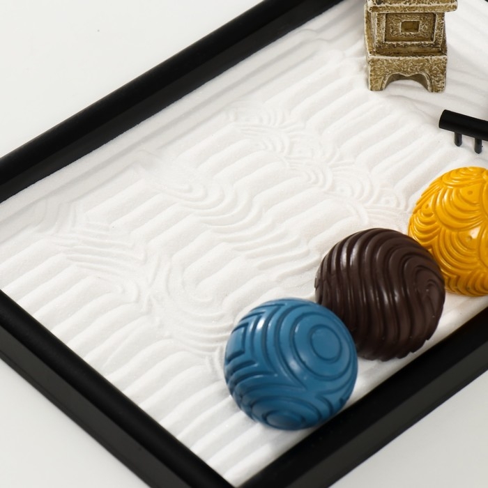 Сад камней Дзен  Сад камней Дзен "Три шара с рисунками" песок 29,5х20х5,5 см