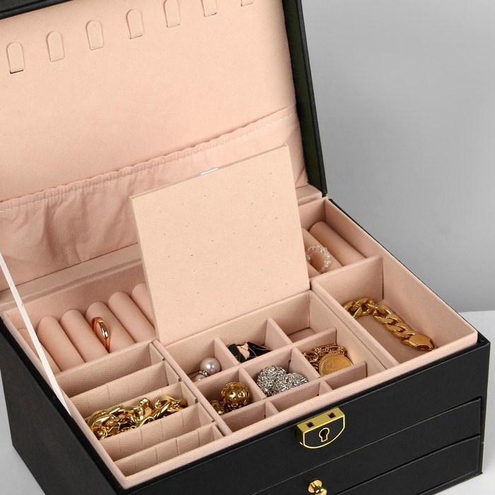 Подставка для украшений Queen fair «Шкатулка» 3 яруса, 23×17×13 см, цвет чёрный Подставка для украшений Queen fair «Шкатулка» 3 яруса, 23×17×13 см, цвет чёрный