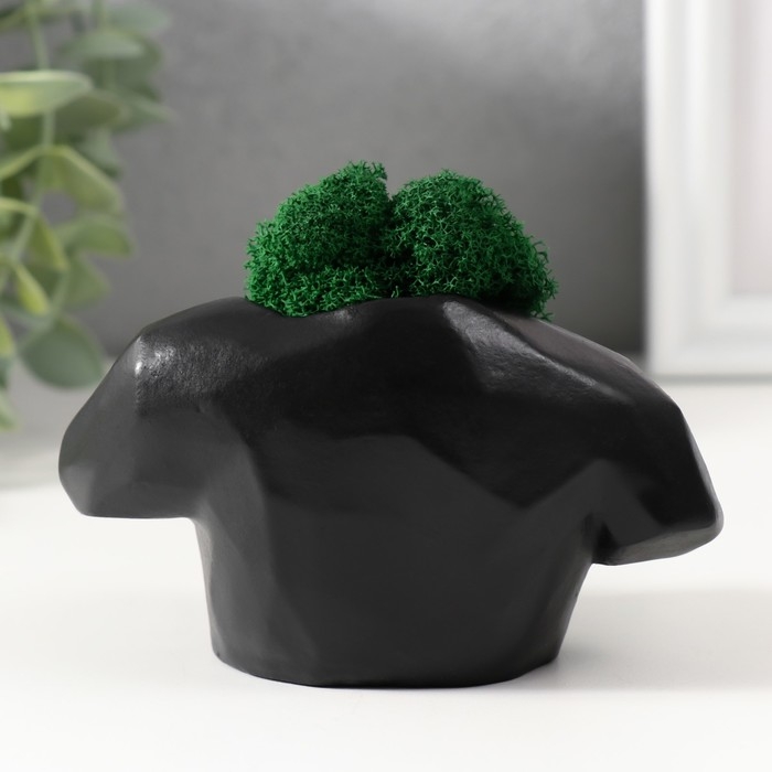 Кашпо бетонное  Кашпо бетонное "Бюст" со мхом 6,5х11см черный (мох зеленый стабилизированный)