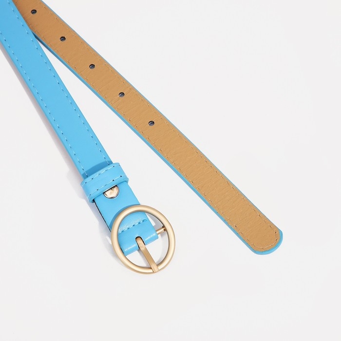 Ремень женский, ширина 2 см, винт, пряжка металл, цвет голубой
