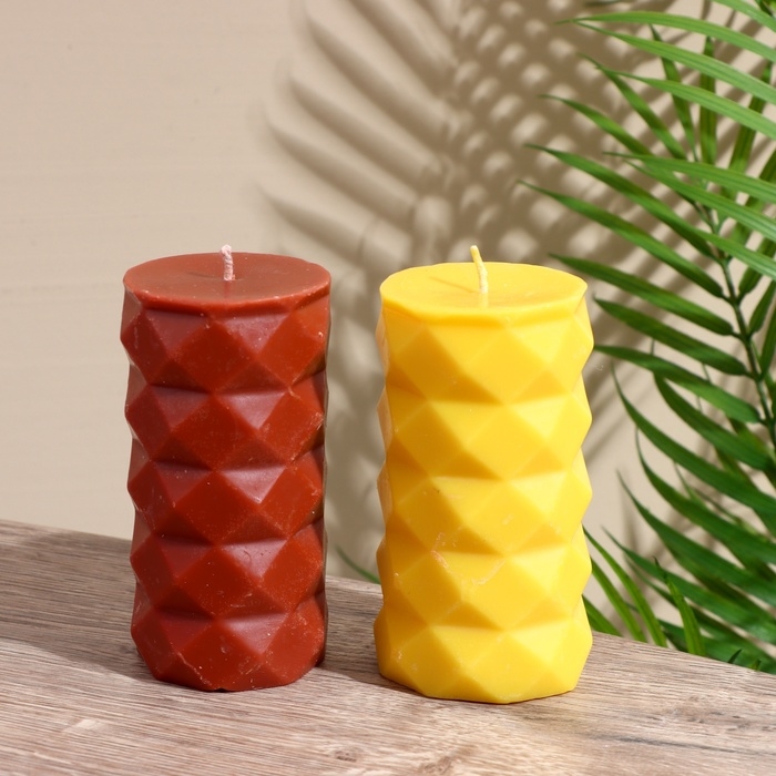 Свеча  Свеча "Столб ромбики" 6х6х12 см, соевый воск, микс