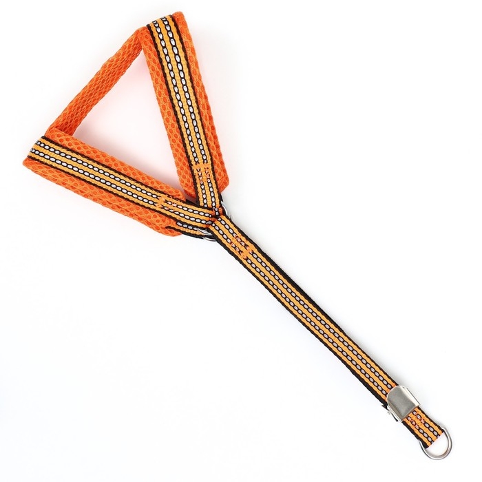 Шлейка супермягкая со светоотражающей прошивкой, размер М, обхват 32-63 см, оранжевая Шлейка супермягкая со светоотражающей прошивкой, размер М, обхват 32-63 см, оранжевая