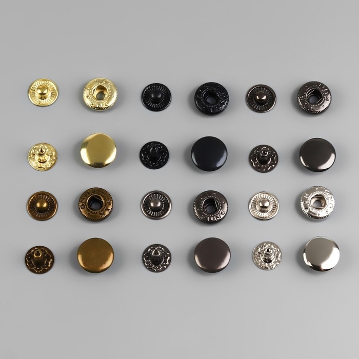 Кнопки установочные, Альфа (S-образные), d = 12,5 мм, 120 шт, с установщиком, в органайзере, цвет разноцветный Кнопки установочные, Альфа (S-образные), d = 12,5 мм, 120 шт, с установщиком, в органайзере, цвет разноцветный