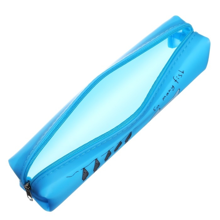 Пенал школьный Пенал школьный "Кот", на молнии, силиконовый, синий