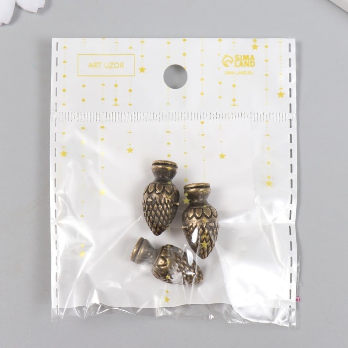 Ручка для шкатулки металл Ручка для шкатулки металл "Шишечка" бронза набор 3 шт 883 1,2х2,4 см