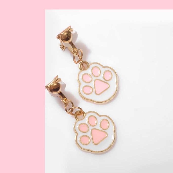 Клипсы детские «Выбражулька» лапки, цвет бело-розовый в золоте Клипсы детские «Выбражулька» лапки, цвет бело-розовый в золоте