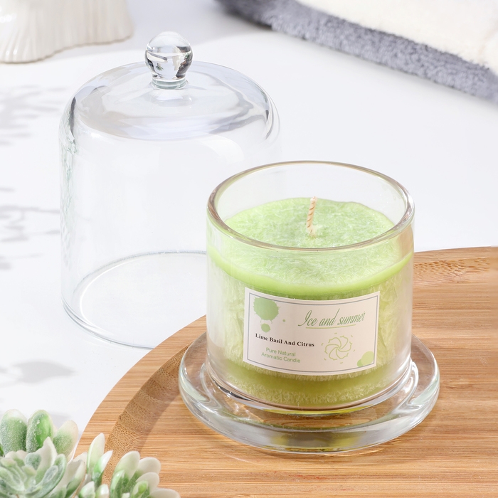 Свеча ароматическая в банке  Свеча ароматическая в банке "Dome", лайм, базилик и цитрус
