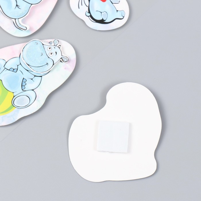 Наклейка картон 2 слоя Наклейка картон 2 слоя "Малыши-бегемотики" 17х12 см