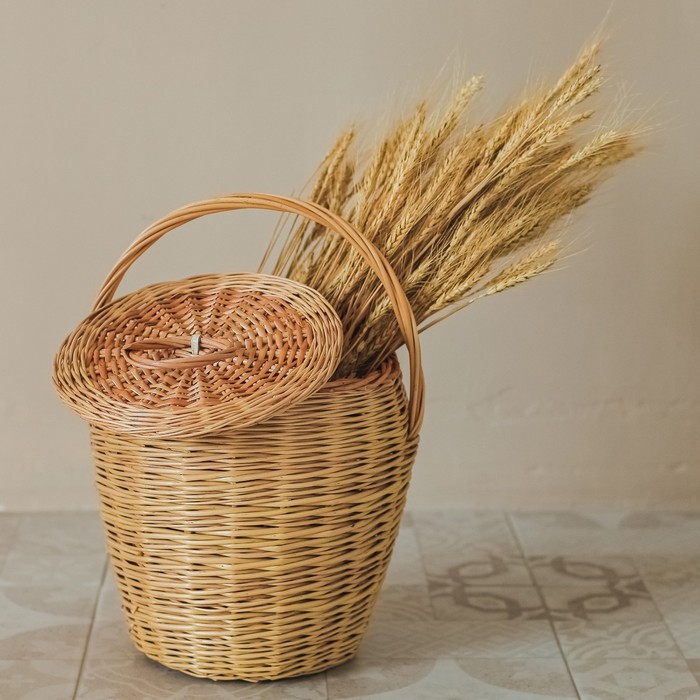 Корзина овощная круглая высокая с крышкой, 300х300/250/370 мм Корзина овощная круглая высокая с крышкой, 300х300/250/370 мм