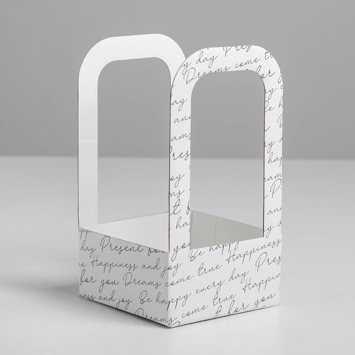 Коробка-переноска для цветов «Послание», 12 см × 12 см × 22 см Коробка-переноска для цветов «Послание», 12 см × 12 см × 22 см