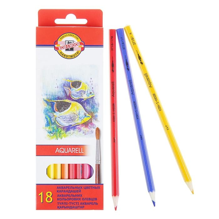 Карандаши акварельные 18 цветов Koh-I-Noor 3717  Карандаши акварельные 18 цветов Koh-I-Noor 3717 "Рыбки", картонная упаковка, европодвес