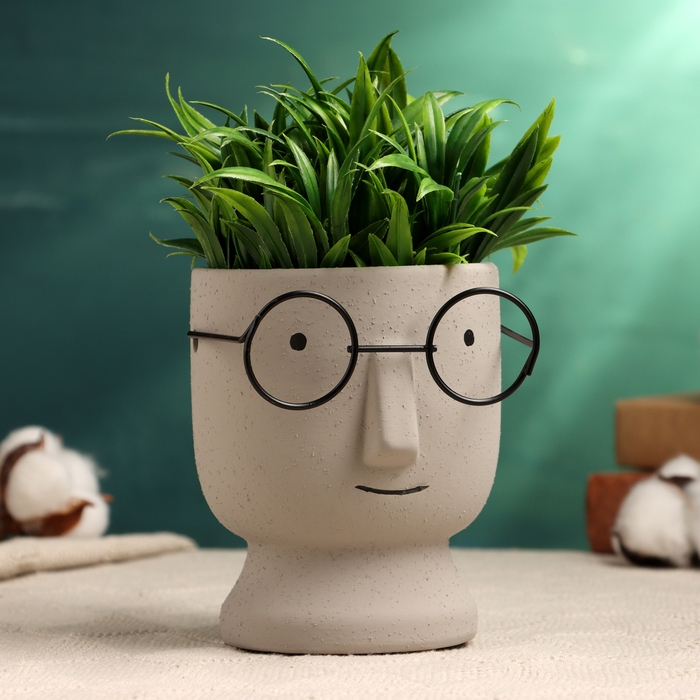 Кашпо  Кашпо "Горшок который выжил" 12х10х10см, серое