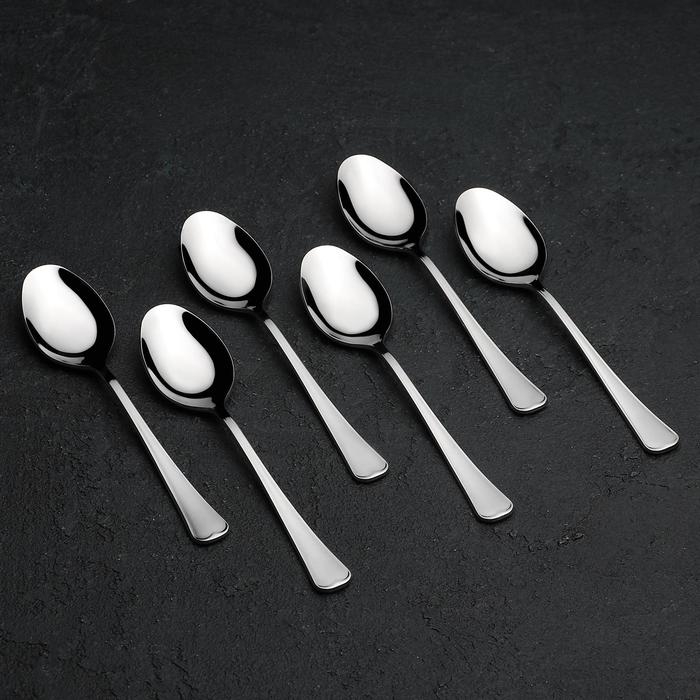 Ложка чайная &laquo;Мондиал&raquo;, длина 13,9 см, толщина 2.5 мм, цвет серебряный