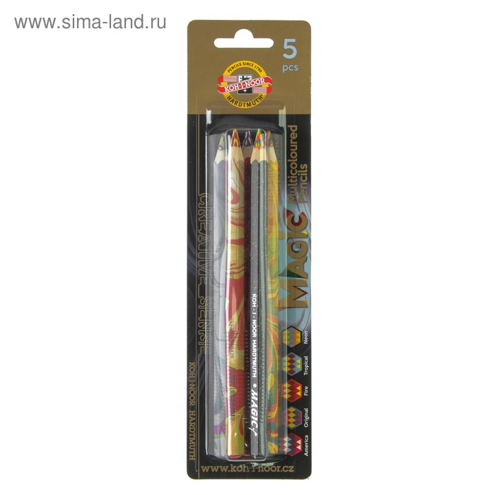 Карандаши 5 цветов 5.6 мм Koh-I-Noor Magic 3406, с многоцветным грифелем, корпус микс, L=175 мм Карандаши 5 цветов 5.6 мм Koh-I-Noor Magic 3406, с многоцветным грифелем, корпус микс, L=175 мм