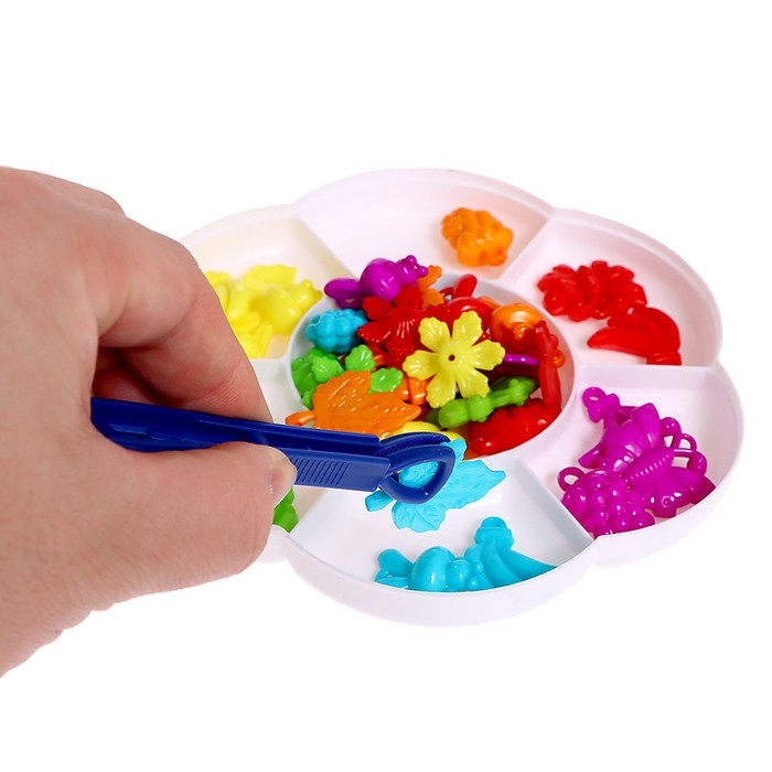 Сортер «Ромашка»с пинцетом, разноцветные фигурки, по методике Монтессори Сортер «Ромашка»с пинцетом, разноцветные фигурки, по методике Монтессори