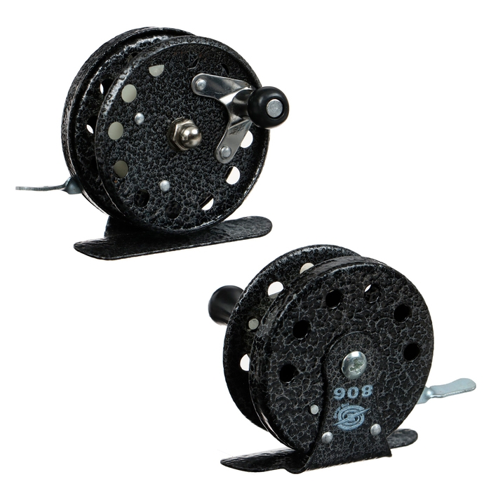 Катушка инерционная, металл, диаметр 5.5 см, цвет черный, 806 Катушка инерционная, металл, диаметр 5.5 см, цвет черный, 806