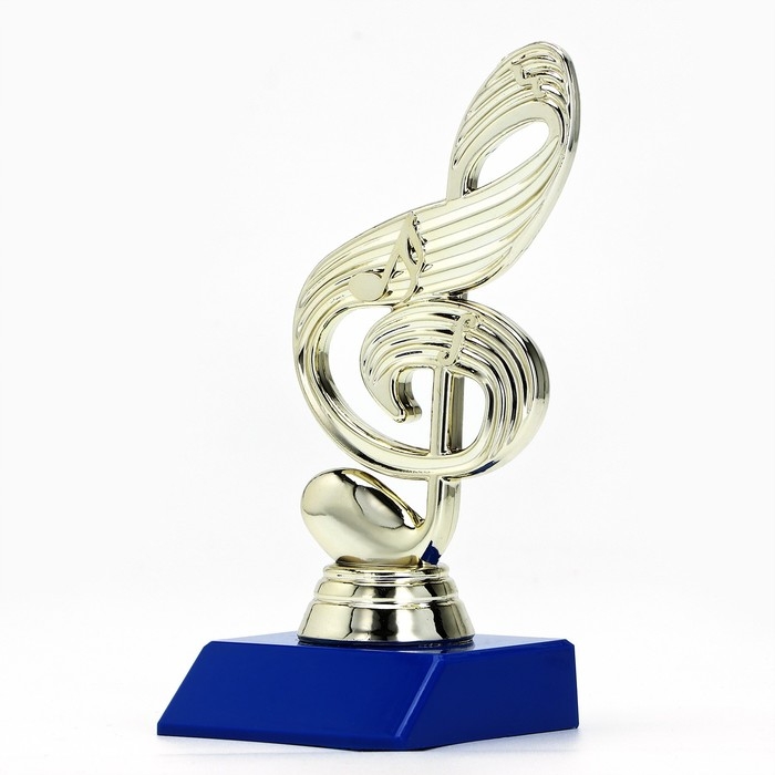 Кубок «Скрипичный ключ», наградная фигура, подставка пластик синяя, 14,5 х 6,5 х 6 см. Кубок «Скрипичный ключ», наградная фигура, подставка пластик синяя, 14,5 х 6,5 х 6 см.