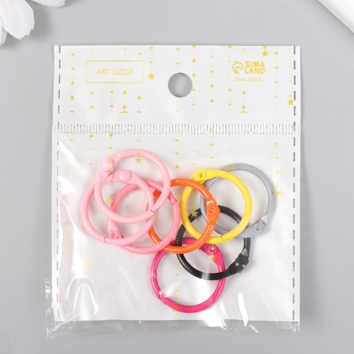 Кольцо для творчества (для фотоальбомов) Кольцо для творчества (для фотоальбомов) "Цвет" МИКС внутр. d= 2 см внешн. d=2,4 см набор 8 шт 91494