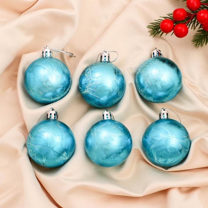 Набор шаров пластик d-5 см, 6 шт Набор шаров пластик d-5 см, 6 шт "Северина" голубой