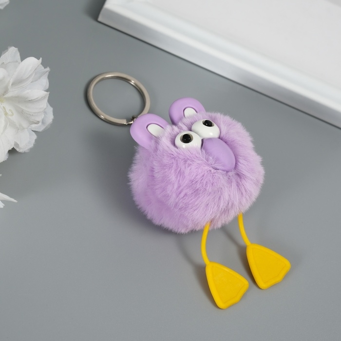 Пушистик на кольце  Пушистик на кольце "Большеглазая ворона" сиреневый 9,5х6х6 см