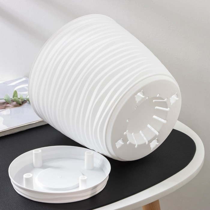 Горшок с поддоном «Дюна», 5,5 л, цвет белый Горшок с поддоном «Дюна», 5,5 л, цвет белый