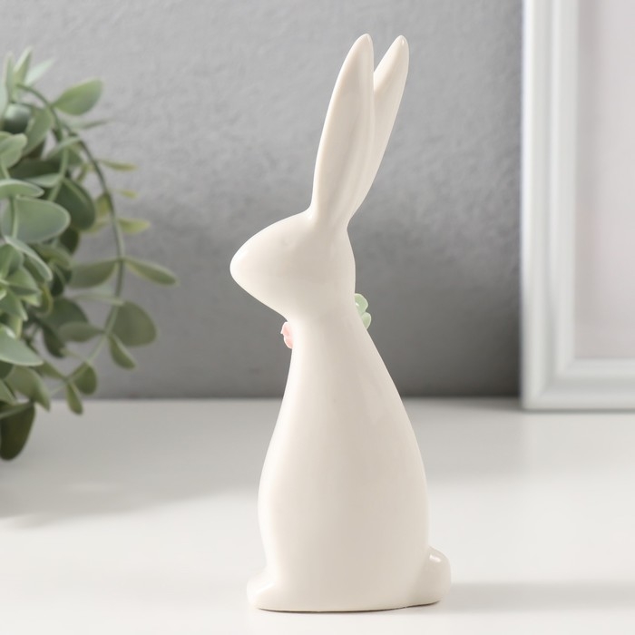 Сувенир керамика Сувенир керамика "Зайчик белый с цветочками" 6х2,8х15 см