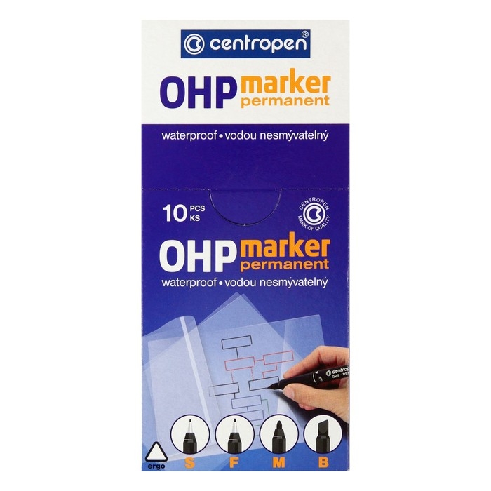 Маркер для OHP перманентный 1.2 мм, линия 0.6 мм, Centropen 2636F, цвет чёрный Маркер для OHP перманентный 1.2 мм, линия 0.6 мм, Centropen 2636F, цвет чёрный