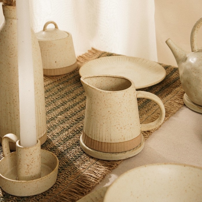 Молочник керамический SL Home «Виенто», 350 мл, 12,5×9 см, цвет бежевый Молочник керамический SL Home «Виенто», 350 мл, 12,5×9 см, цвет бежевый