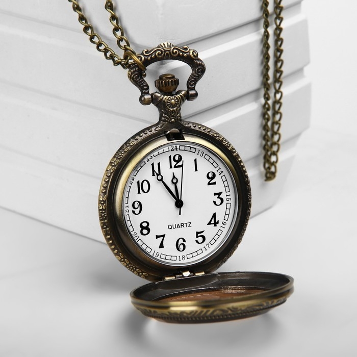 Часы карманные Часы карманные "Бронзовый каркас", кварцевые, на цепочке 80 см, d-4.5 см