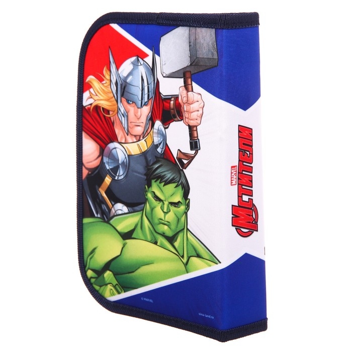 Пенал каркасный, 1 секция, 140х210х40 мм, откидной карман, тканевый, Мстители Пенал каркасный, 1 секция, 140х210х40 мм, откидной карман, тканевый, Мстители